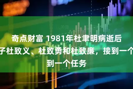 奇点财富 1981年杜聿明病逝后，其子杜致义、杜致勇和杜致廉，接到一个任务